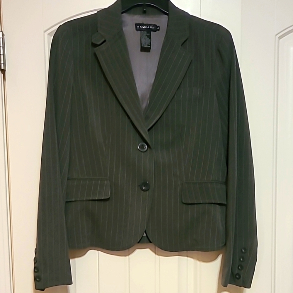 Rampage, large,gray pinstripe blazer.